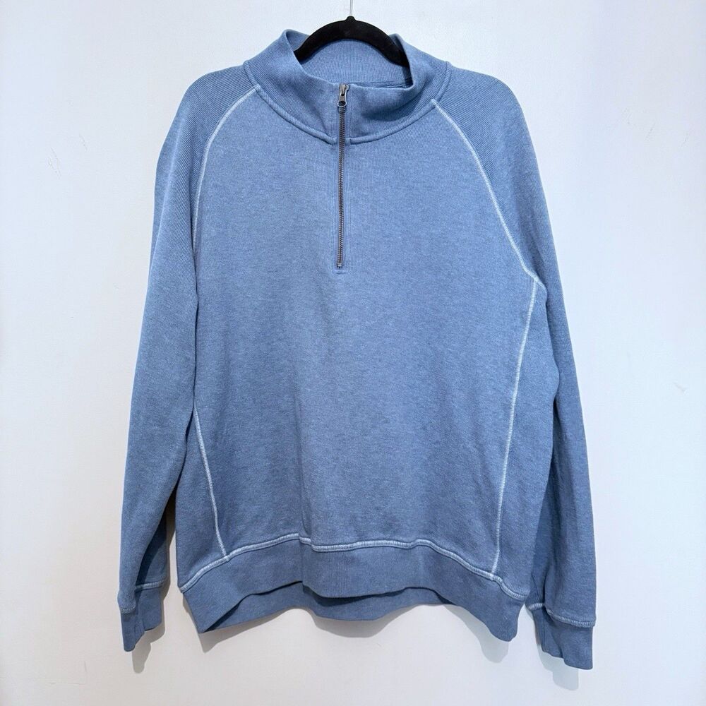Ll Bean Sweater Mens L 1/4 Zip Blue Long Sleeve Traditional Fit Pullover Summer